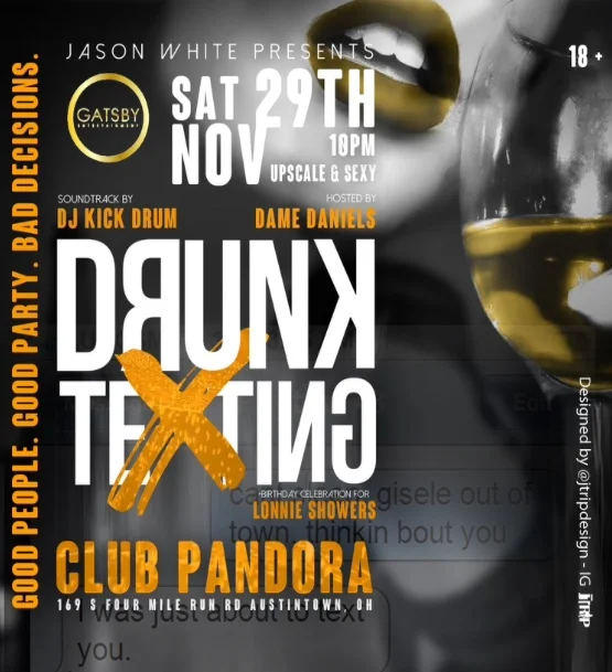      

 
   Drunk Texting November 29, 2014 10:00pm-2:00am 
 






















     