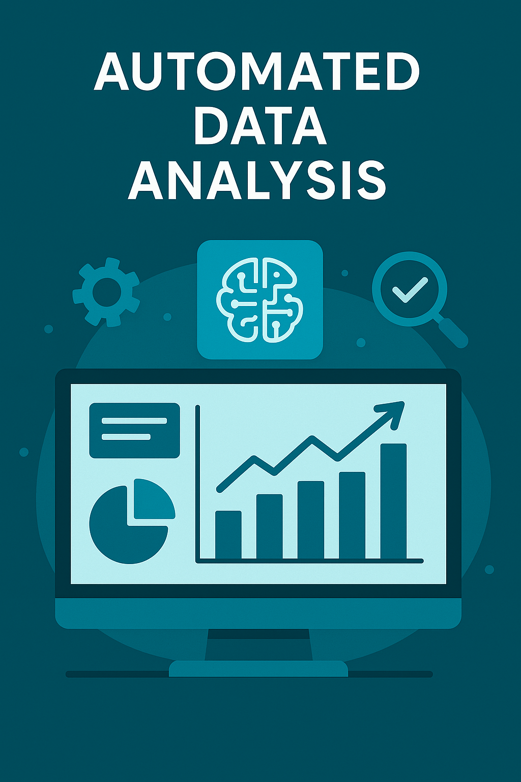 Illustration showing a technology audit process with shield and magnifying glass representing cybersecurity and optimization.