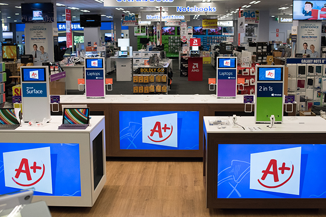A completed installation in Harvey Norman.