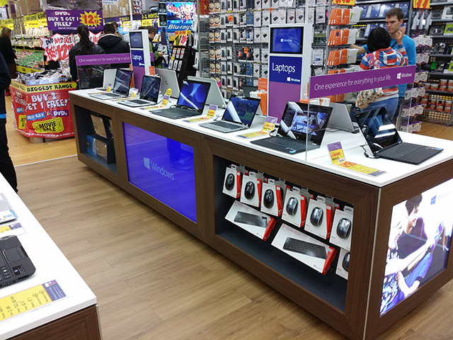 Bench complete with merchandise