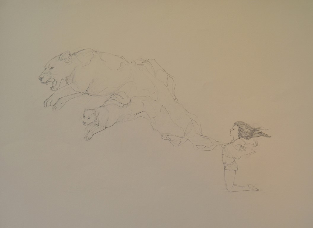 lionhearted . 36" x 24". graphite on paper.