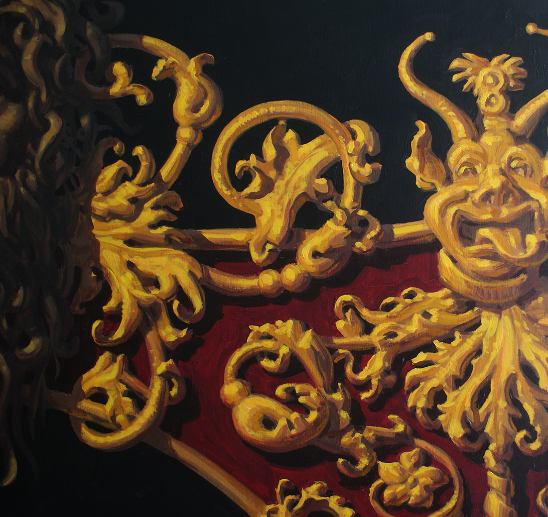 This detail gives a better sense of the colour relationships as well as the resolution. The mural is supposed to carry itself from a distance, I enjoyed this more painterly approach.