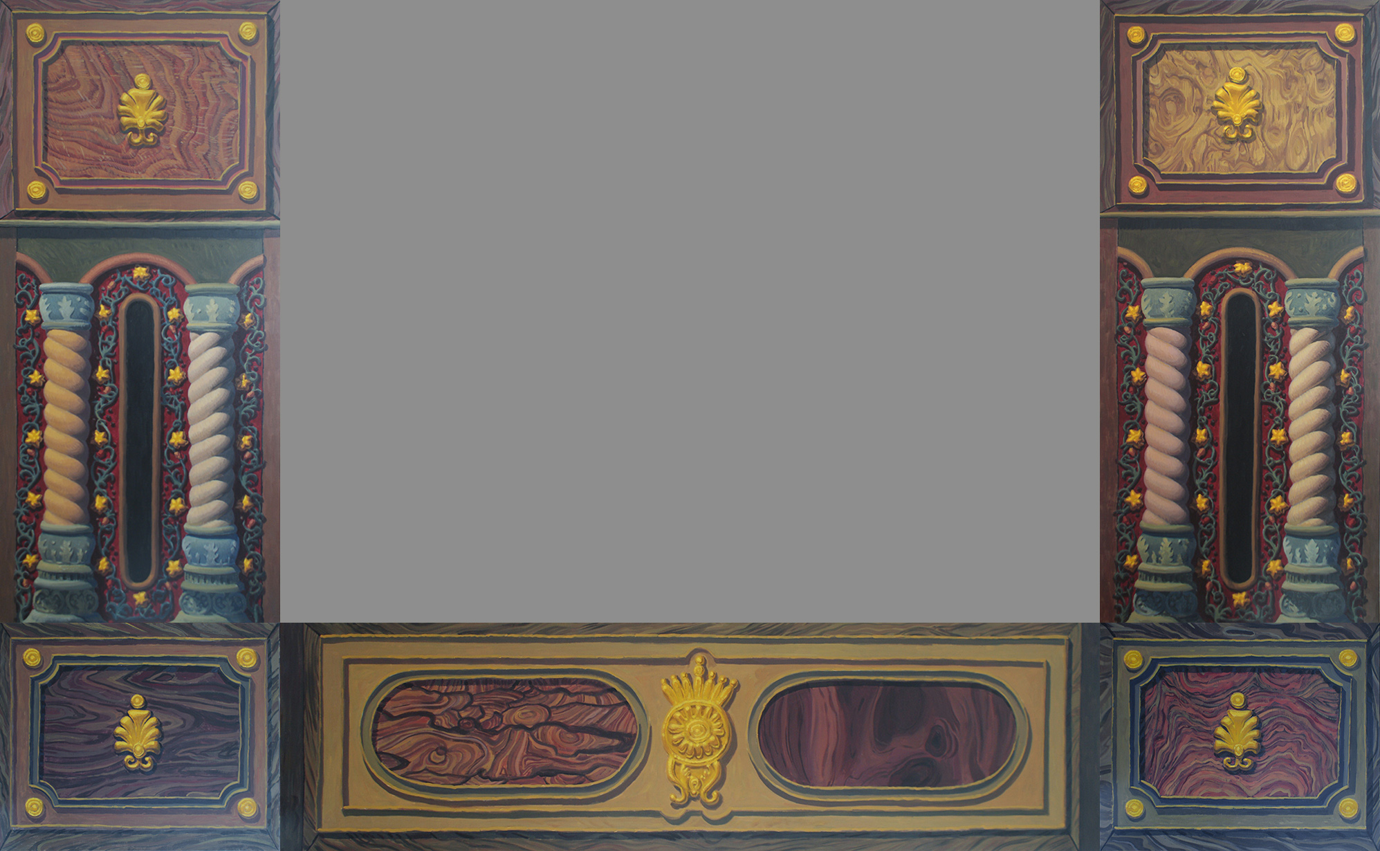 Bottom section. The wood panelling was really fun on these areas