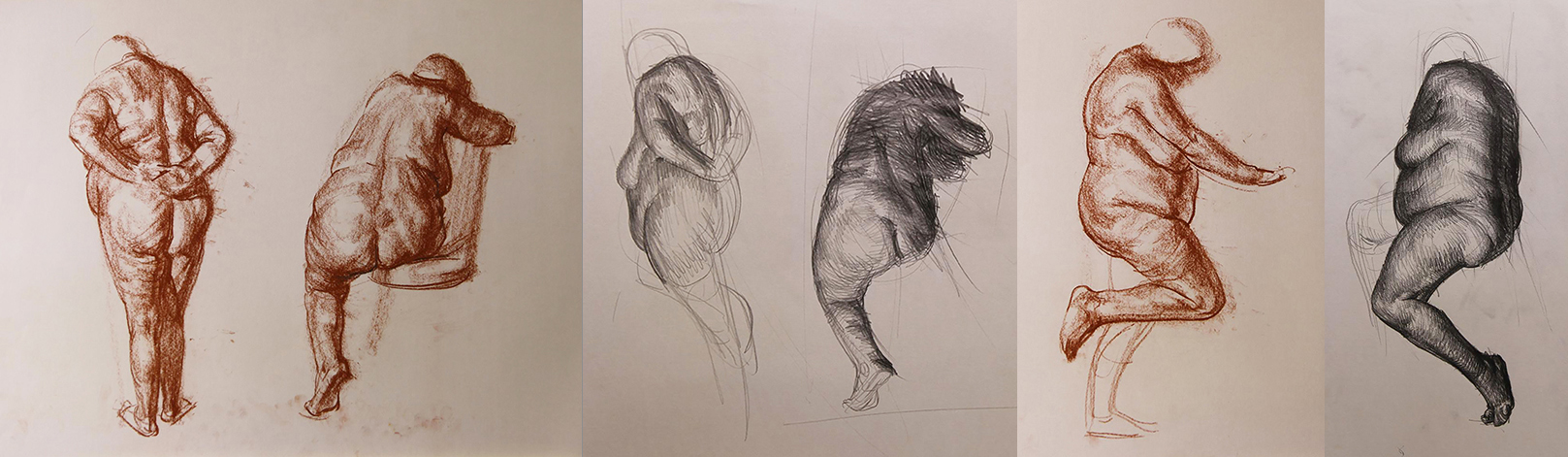 Studies from life model for the floating figure- giving myself options to choose from later on