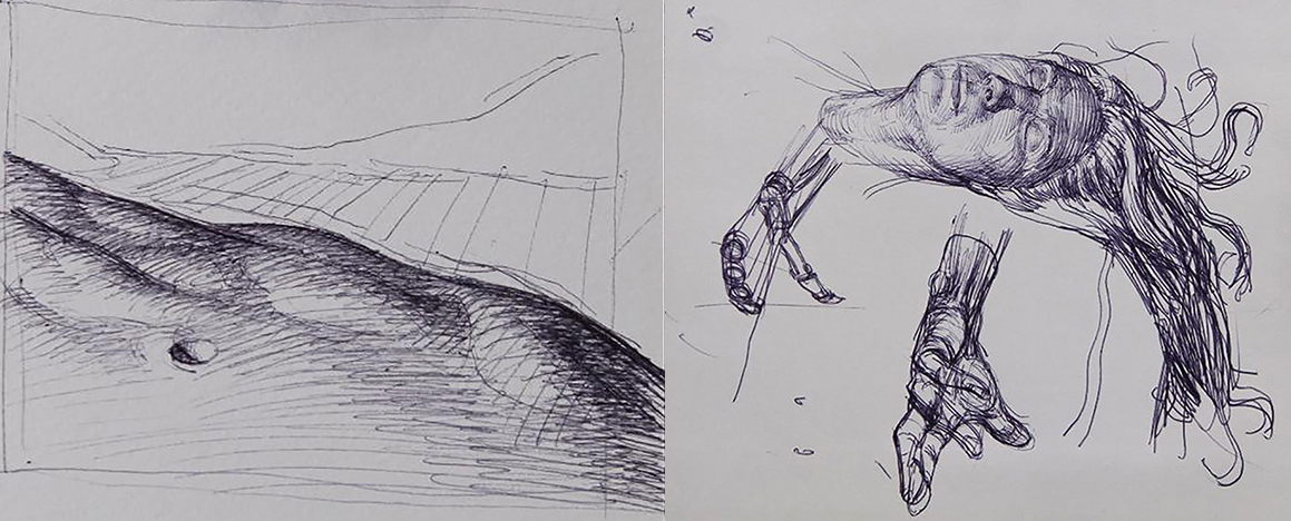 Left: Ground plane. Right: Hands and head