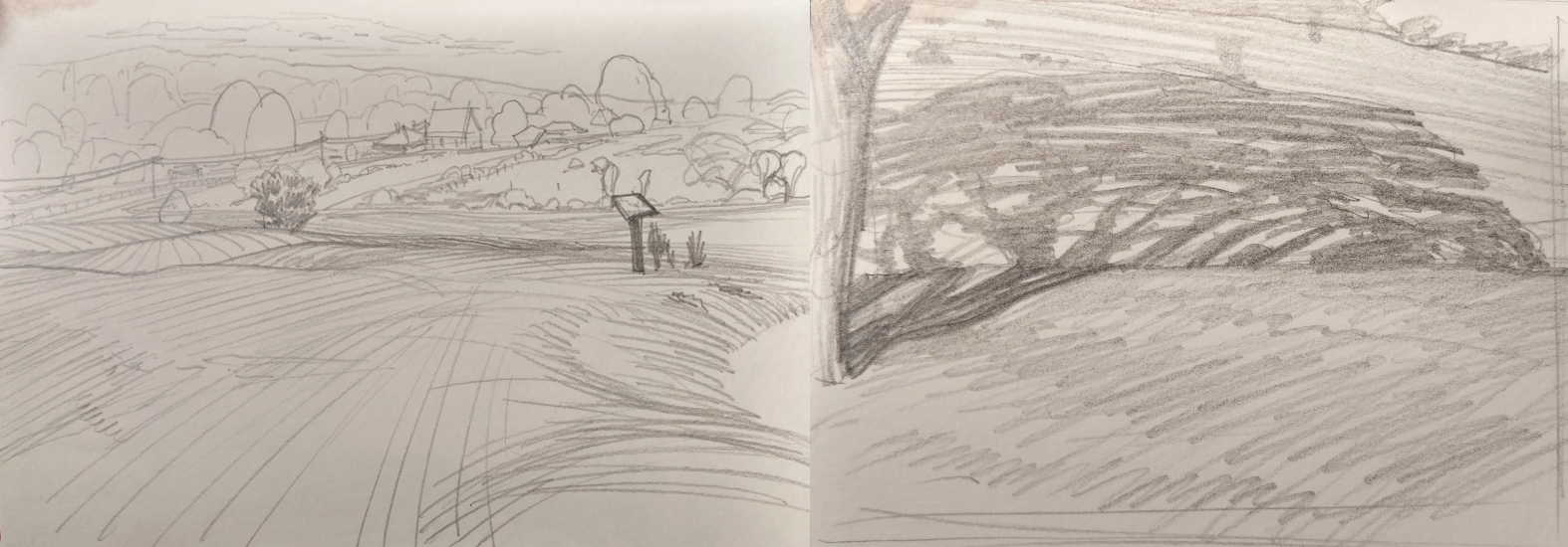 Two sketchbook pages made while wandering around.
