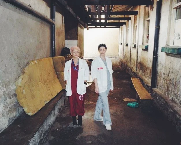 Anna and I standing outside the hospital kitchen.