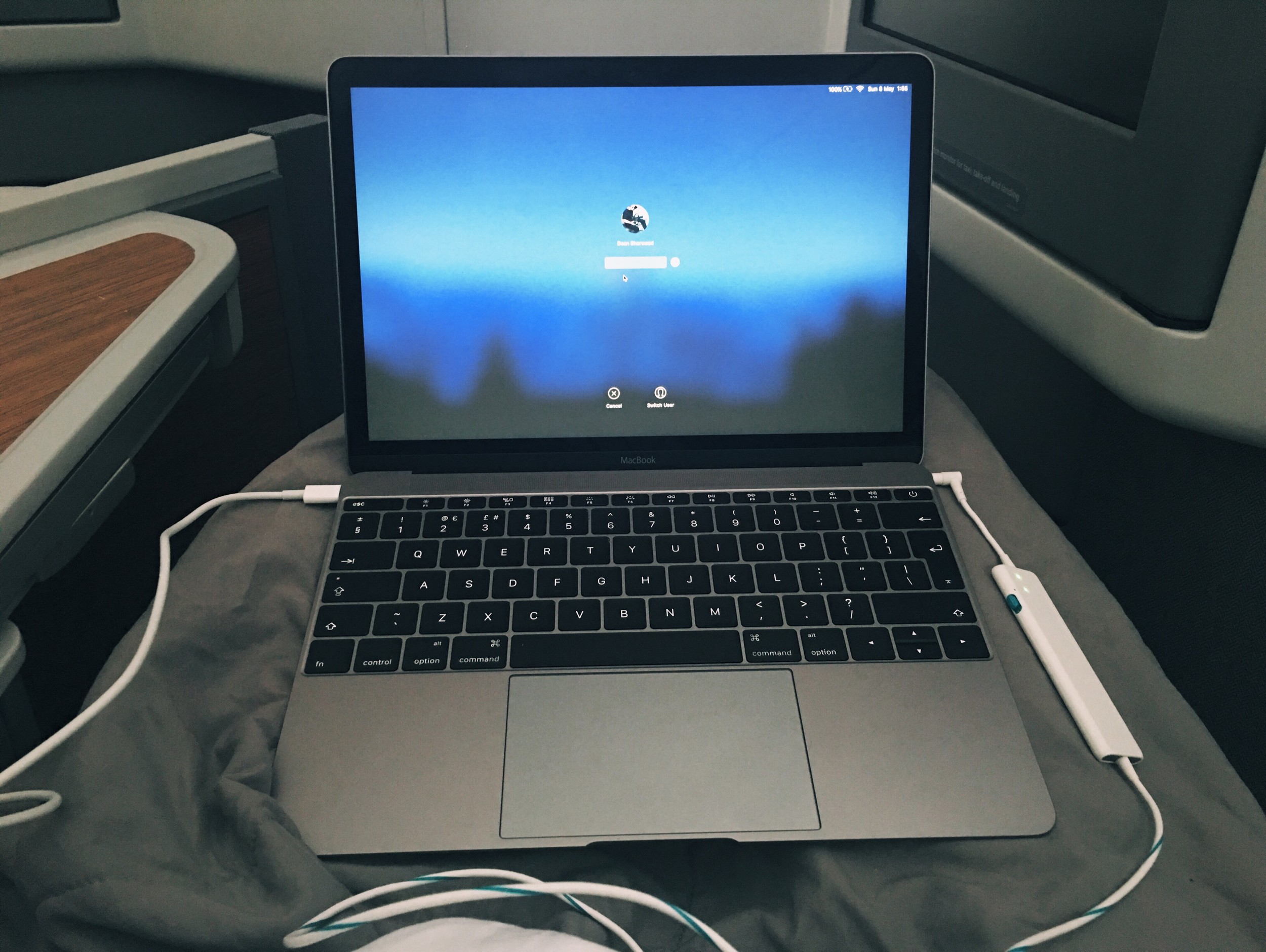 A little bit of work on the flight to Peru, all tucked up of course.