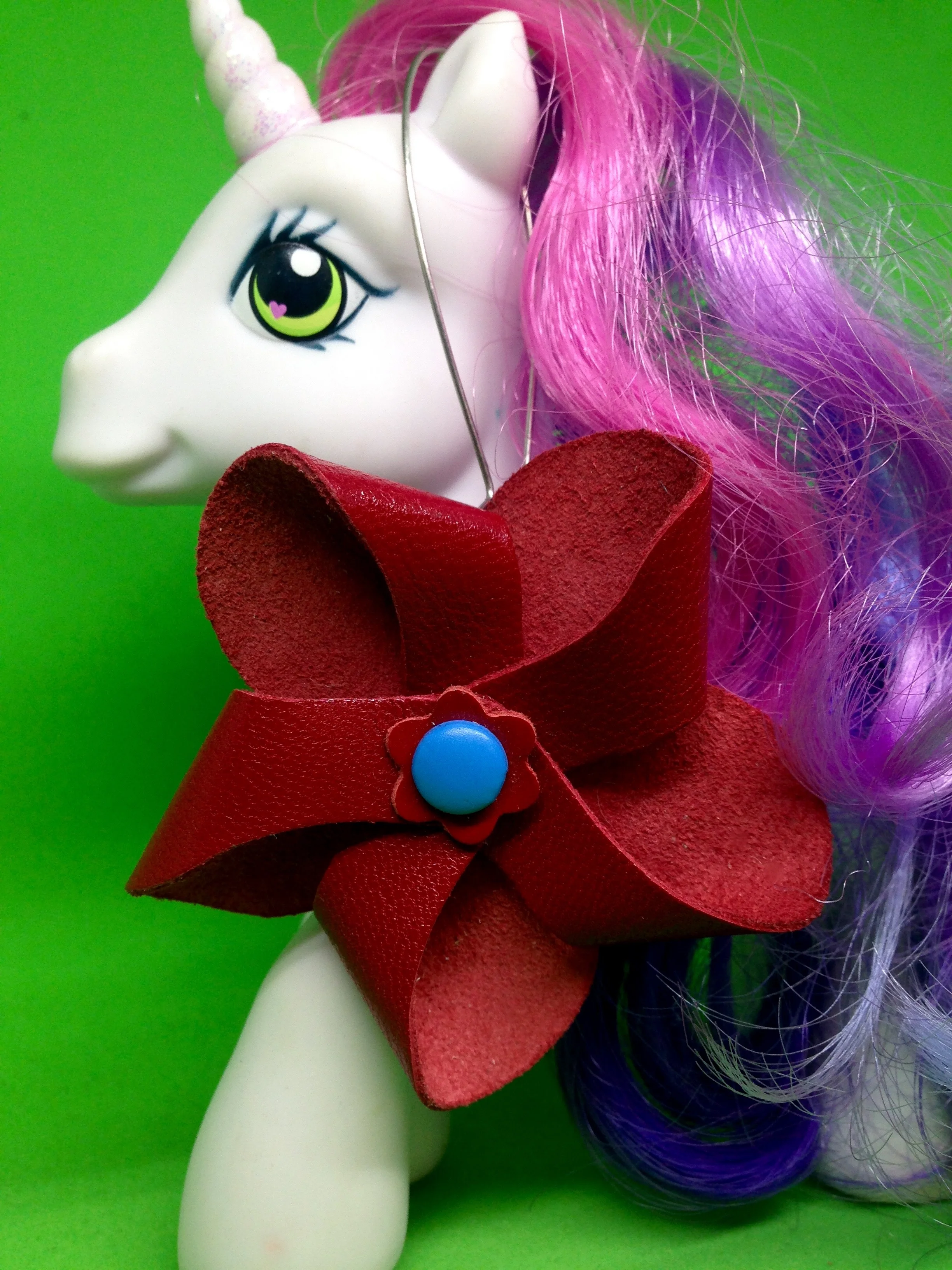 Red Pinwheel Flower Earrings