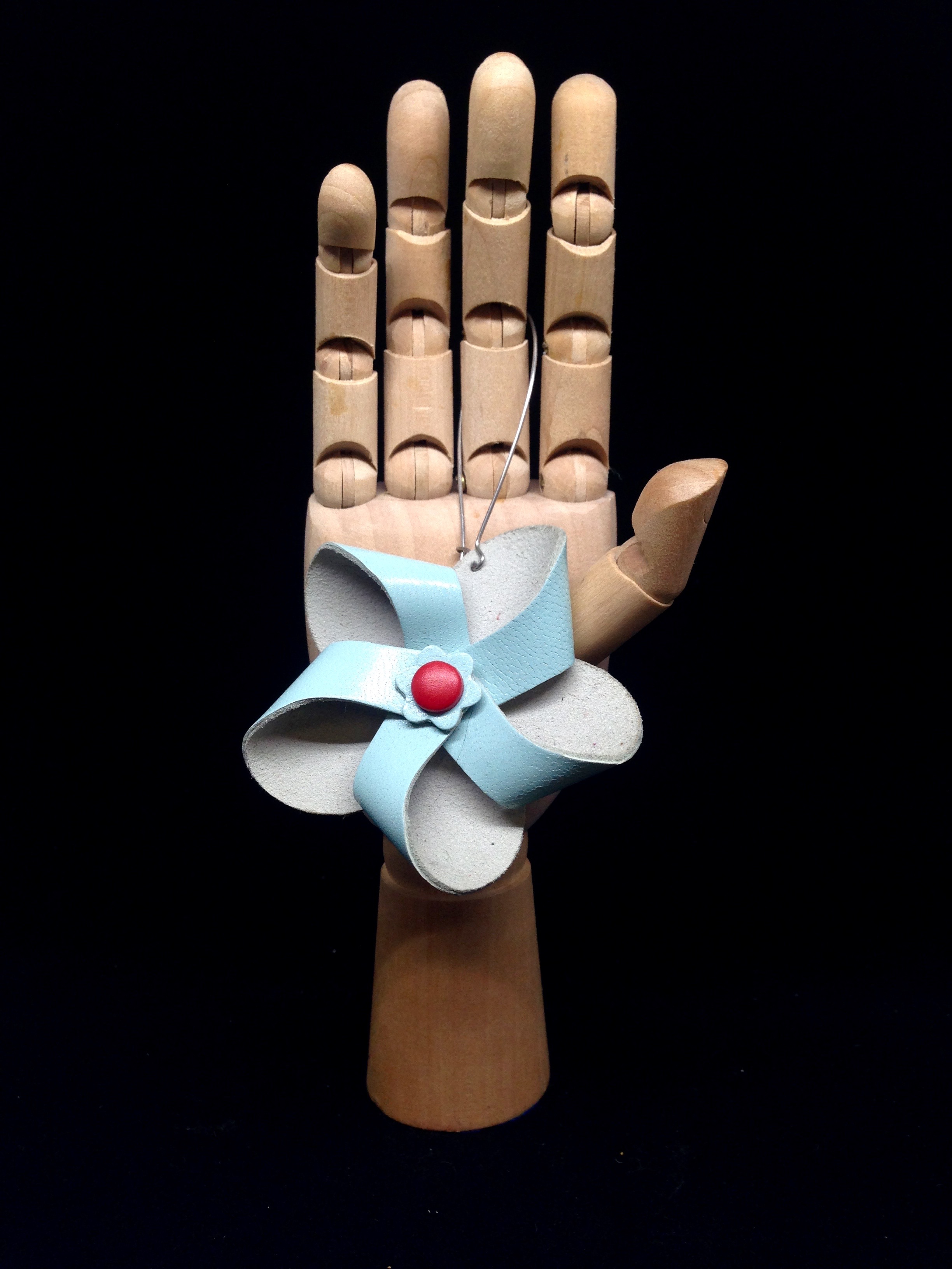 Pale Turquoise Pinwheel Flower earrings