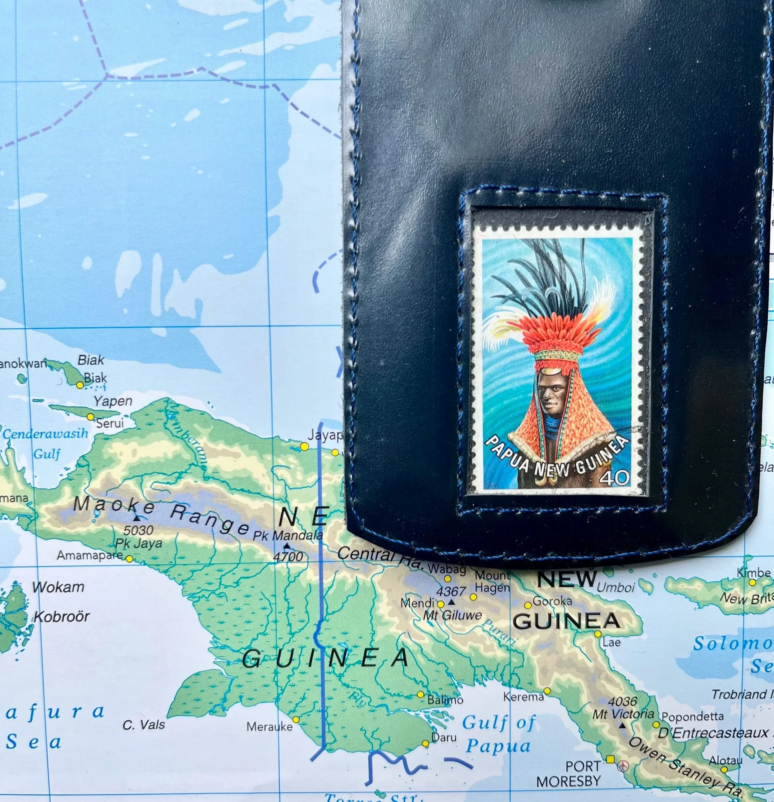 Papua New Guinean tribal elder - metallic blue