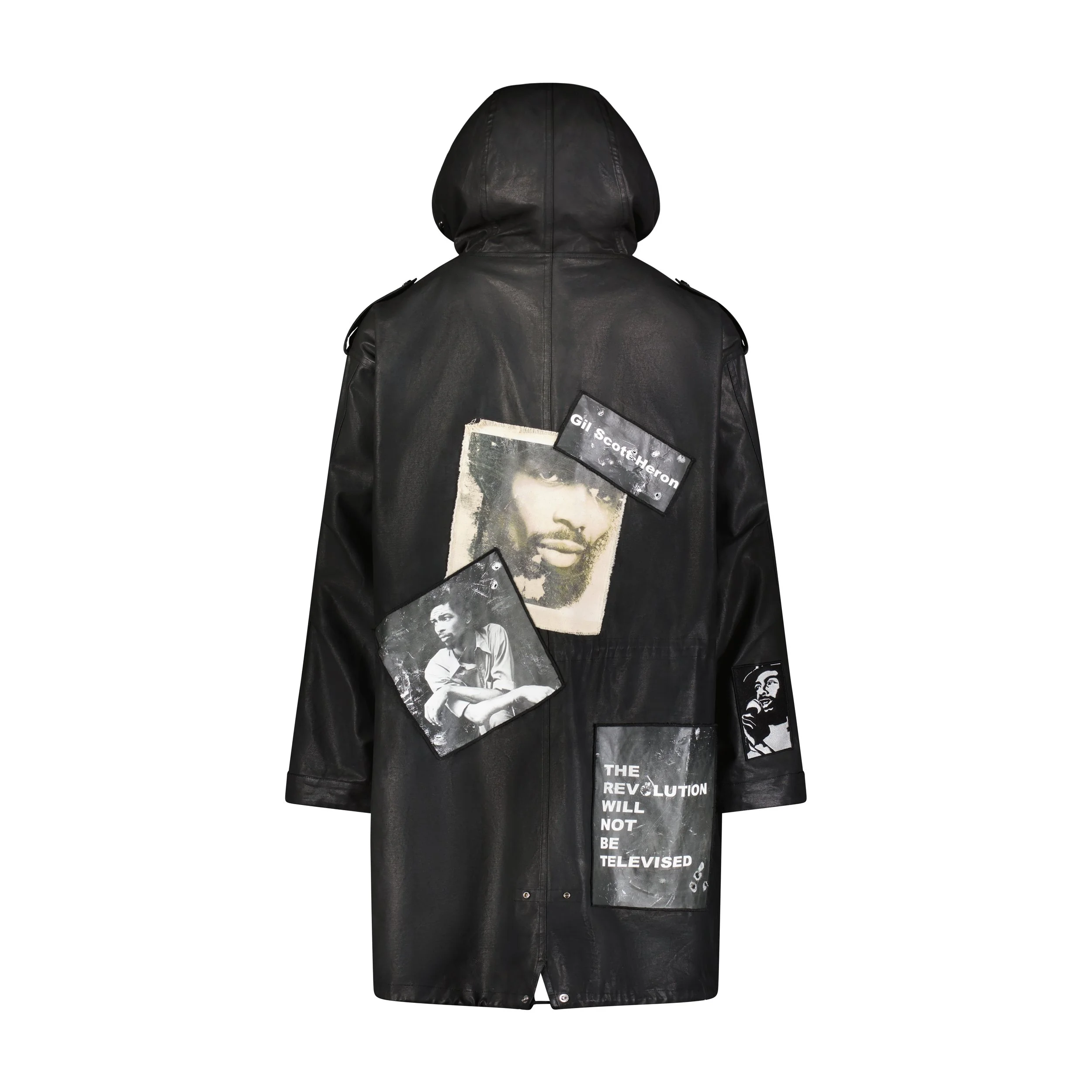 Coated Twill Anorak with Handmade Photo-real Patches and Custom Embroidery