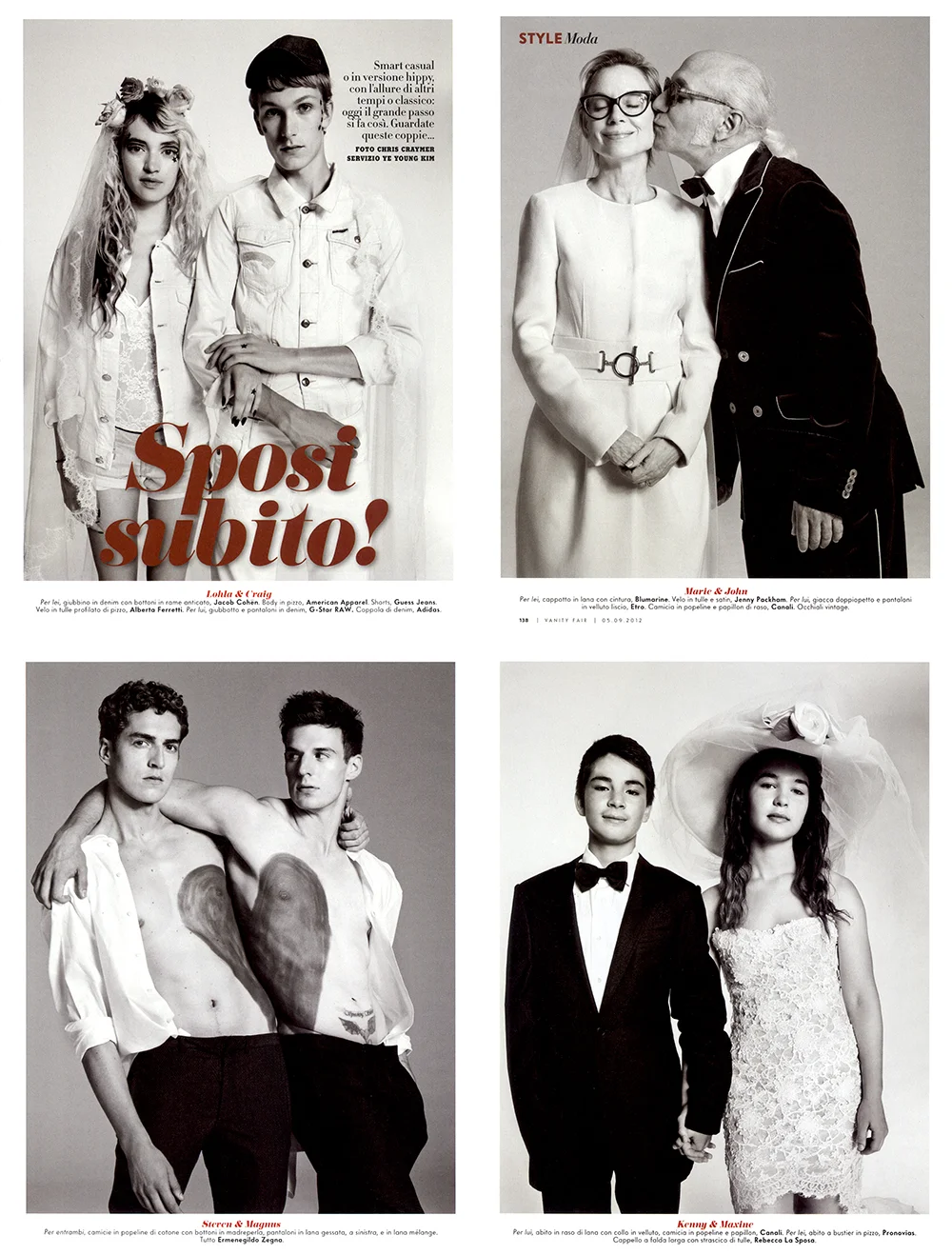 ITALIAN VANITY FAIR Photographer: Chris Craymer CASTING Real couples __________________________________________________________