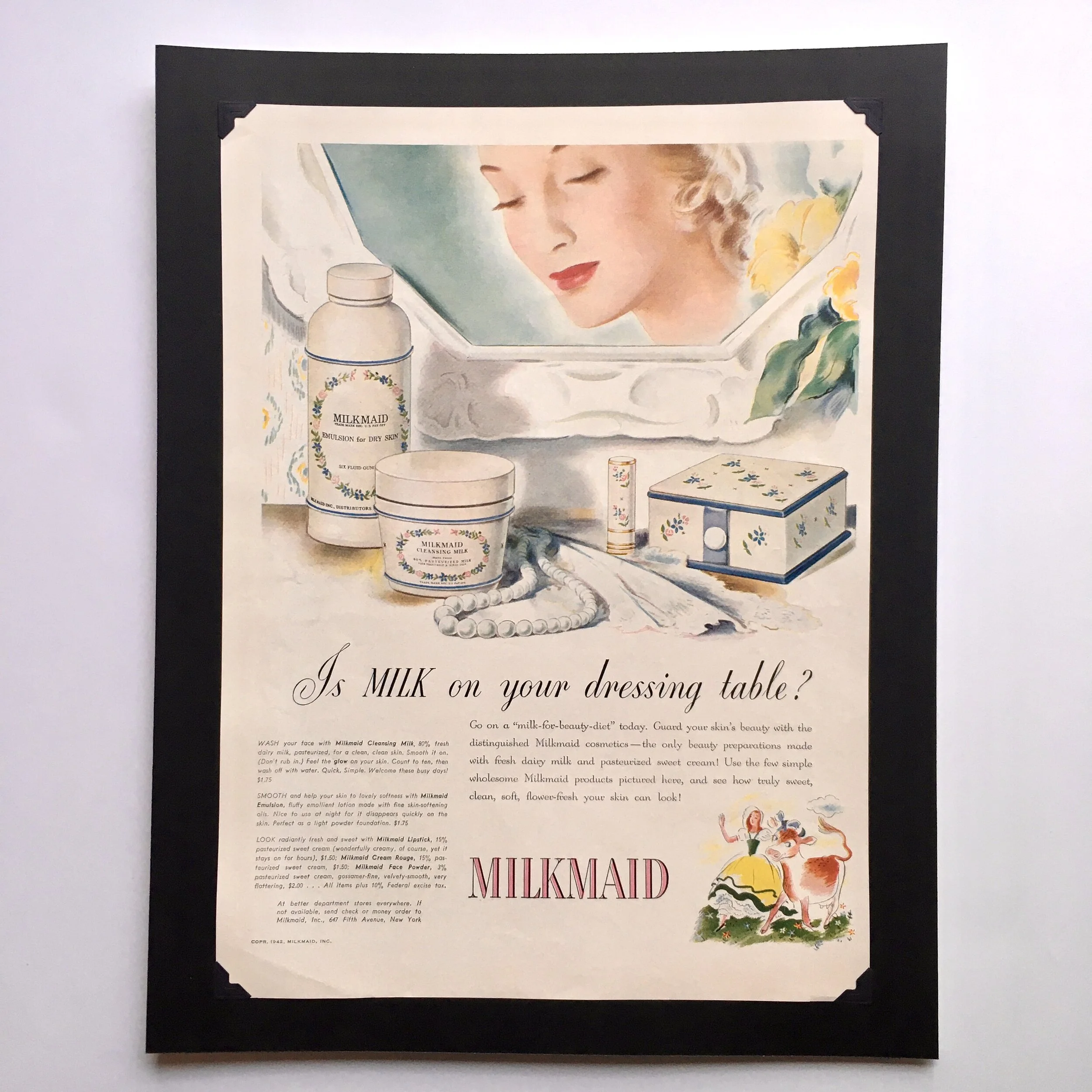 Vintage Milkmaid Cosmetics Ad