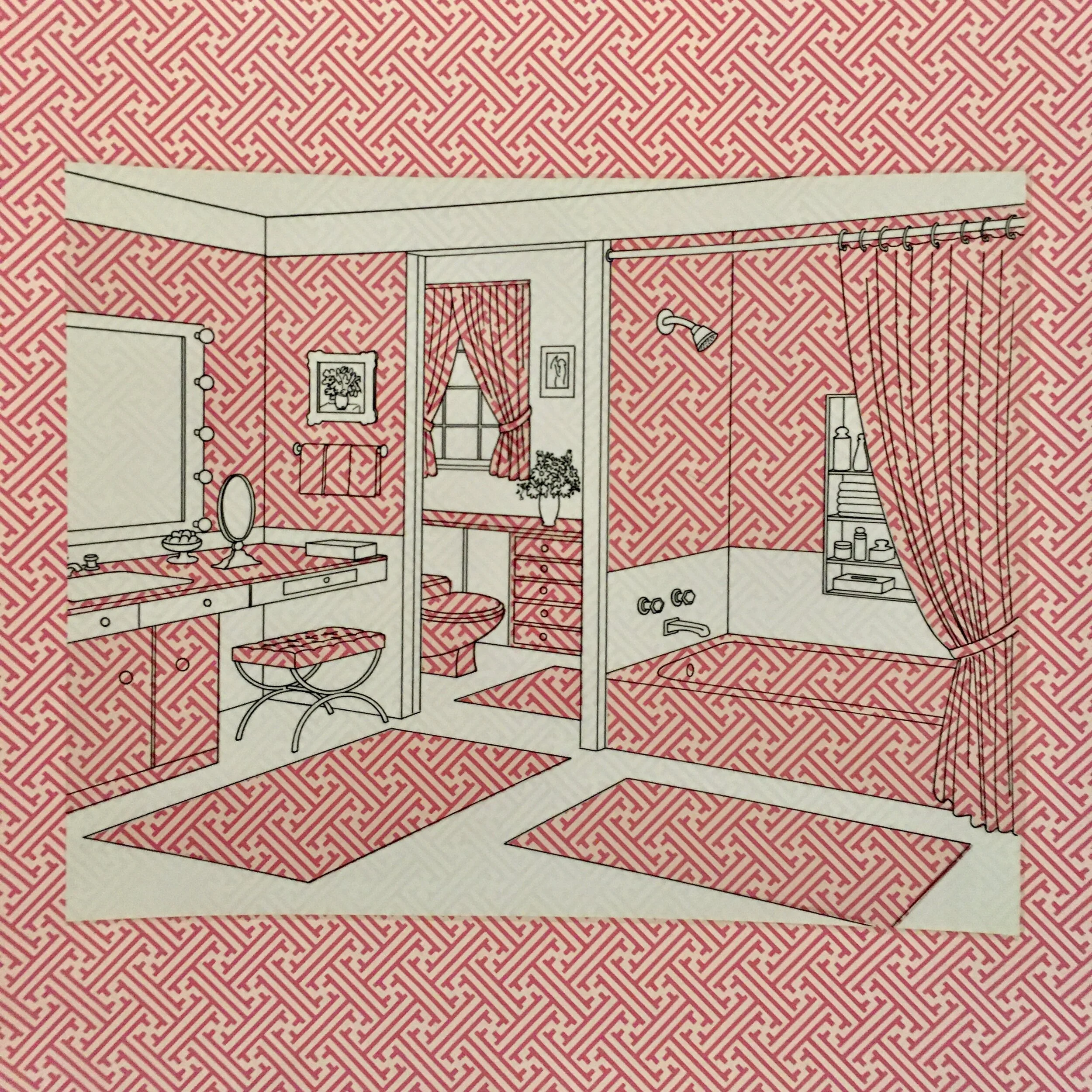 Vintage Design Bathroom Transparency Print