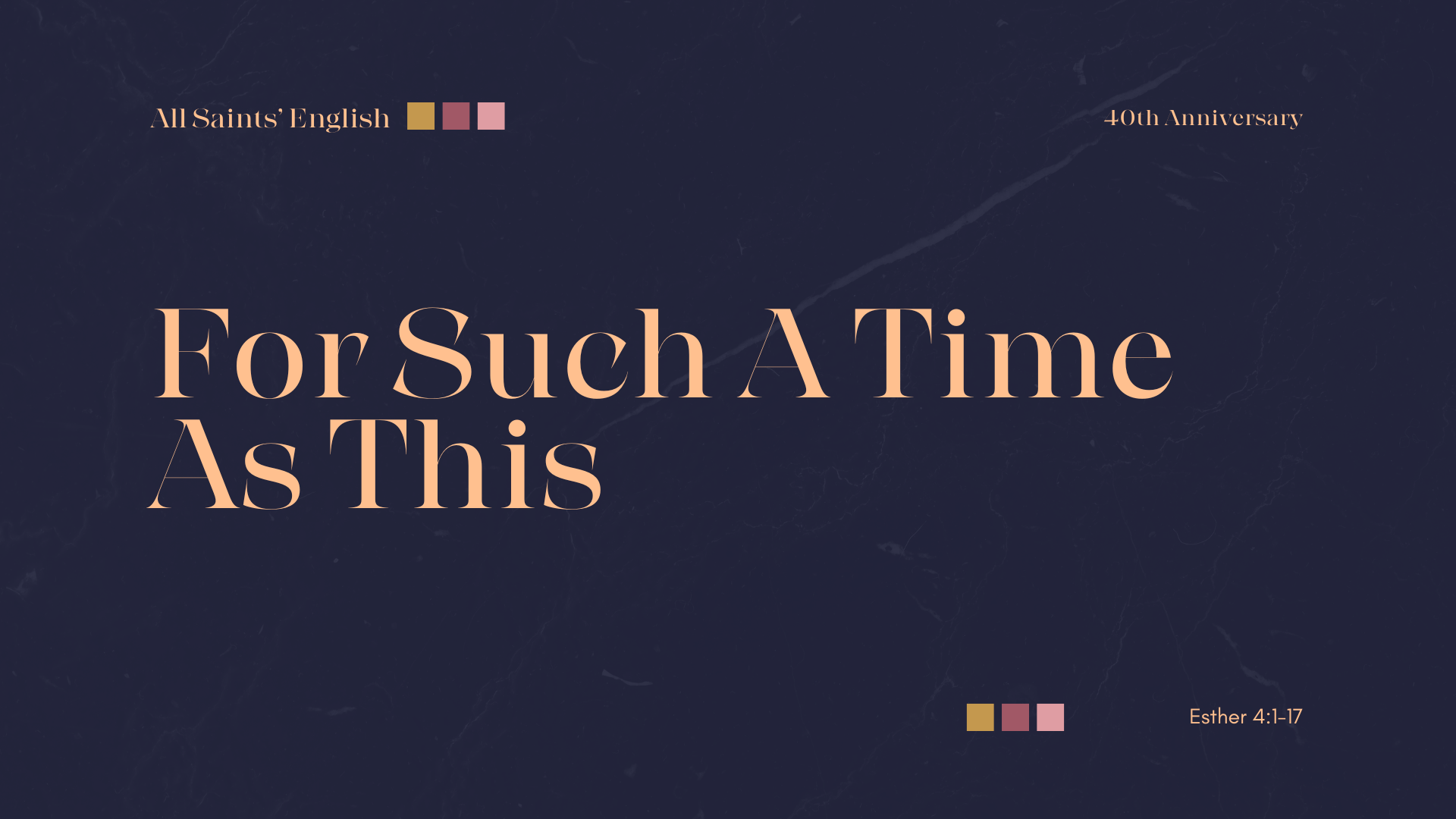 For Such A Time As This