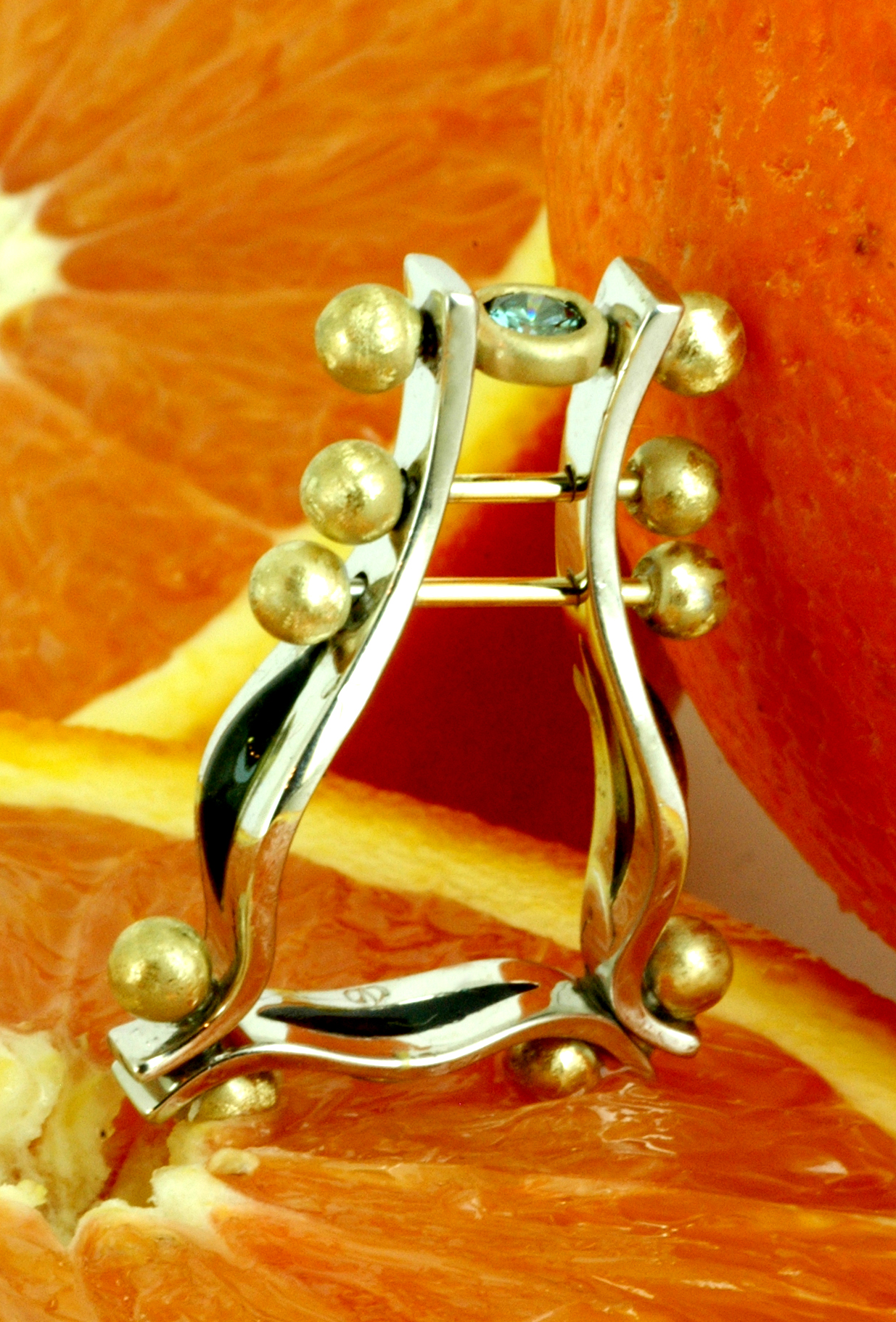 Кольцо ЛИРА, золото, бриллиант, эмаль