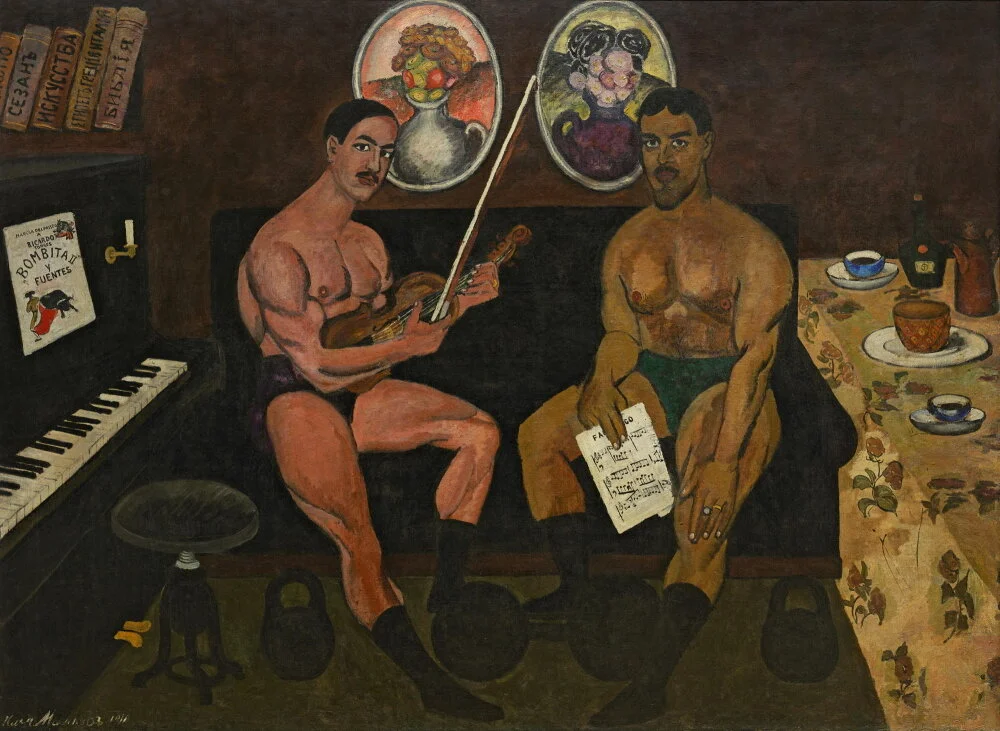 Илья Машков. Автопортрет и портрет Петра Кончаловского, 1910. Из коллекции Государственного Русского музея