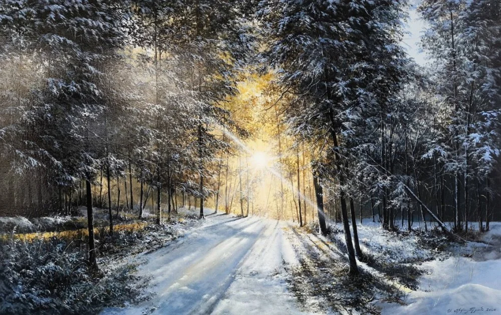 Микаэлян Заснеженная тропа в соснах.jpg