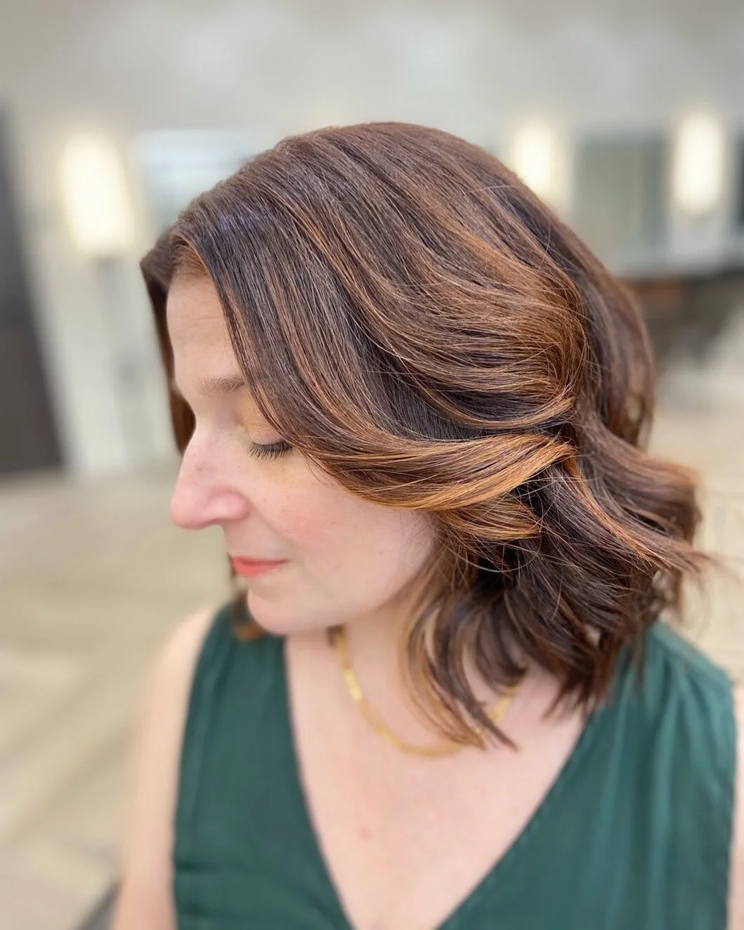 Warm cozy auburn  highlights and shoulder length cut for @jopoco_loco 🧡