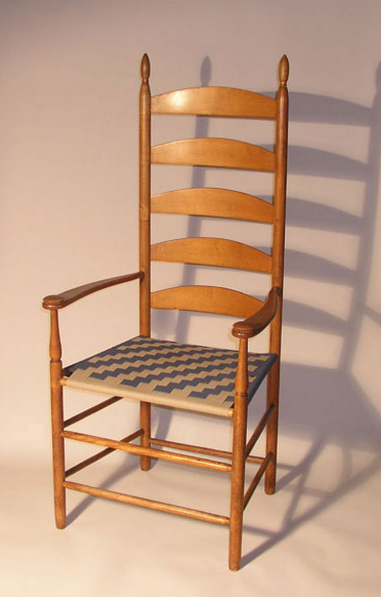 Produced by the Shakers at the chair factory in Mount Lebanon, New York under the direction of Brother William Perkins and Sister Lilian Barlow. Circa 1925.