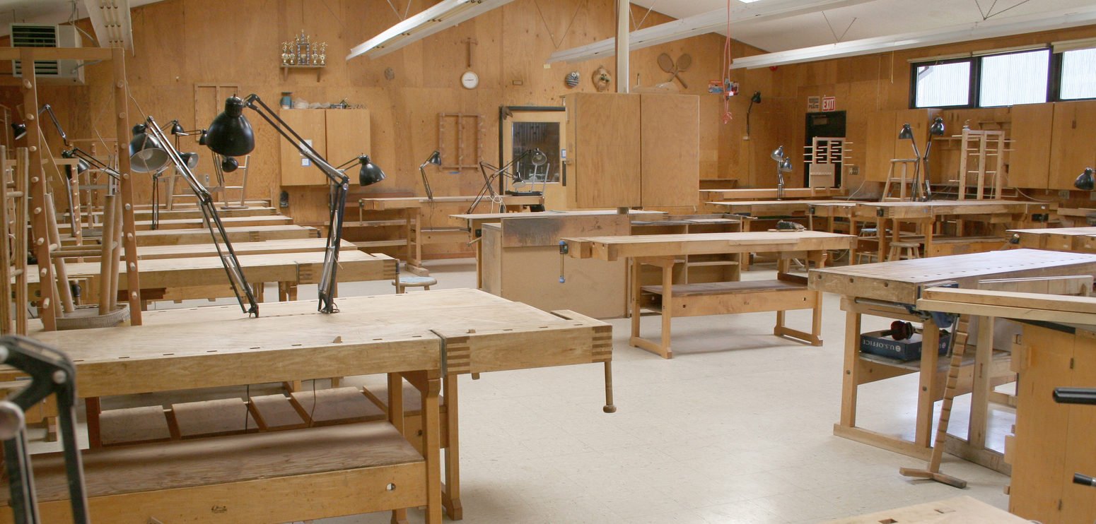 Woodworking benches at the College of the Redwoods