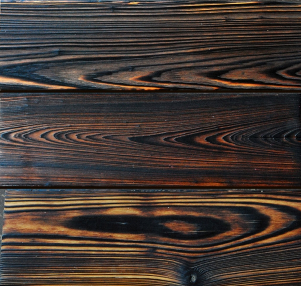 Detail of Shou Sugi ban wood planks