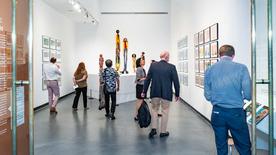 Guests viewing the exhibition "Human Spectrum: Narrated by Faith Ringgold"