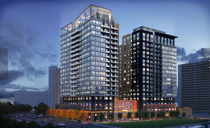  An evening, illustrative view of LCOR's The Altaire, that will replace the existing office building at 400 Army Navy Dr. Photo courtesy of the Washington Business Journal. 