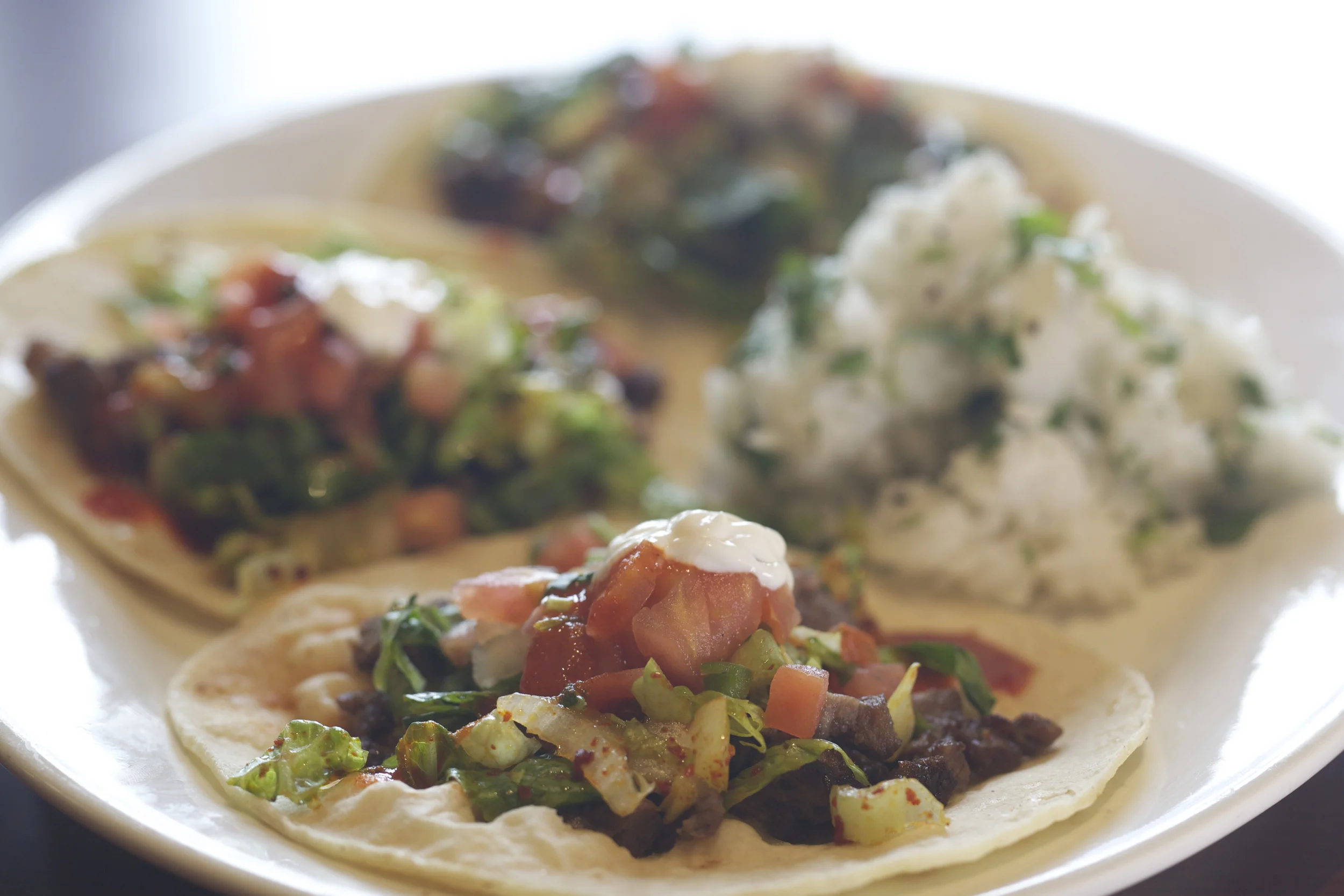 Marinated beef tacos