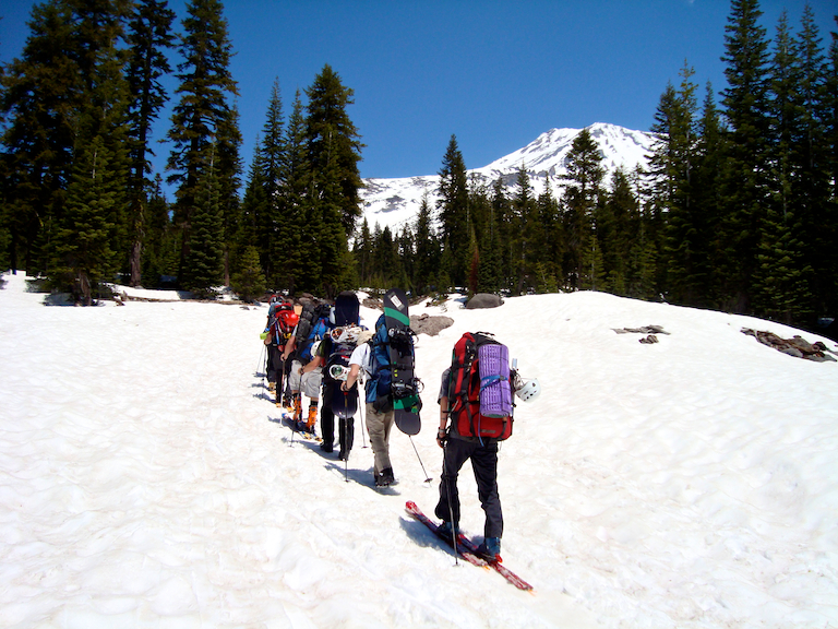  Skiing to basecamp on Mt. Shasta 