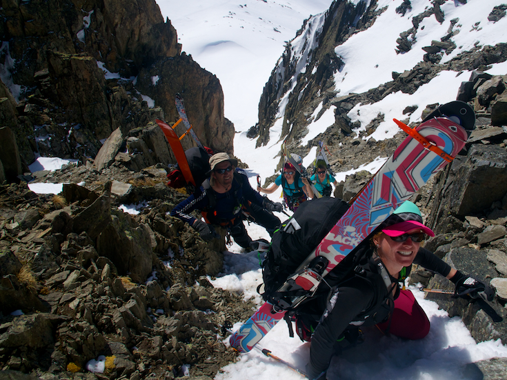 Ascending a couloir roped up