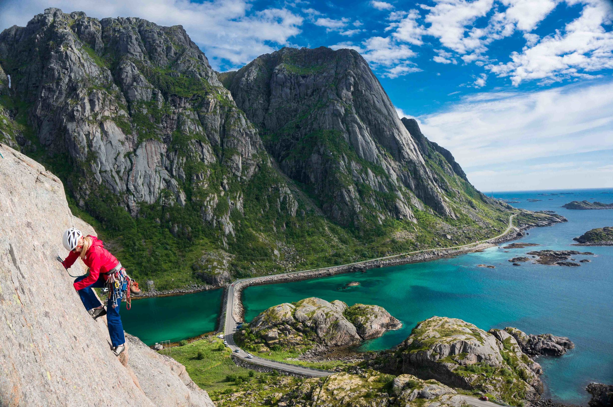 Rock climbing in Lofoton, Norway