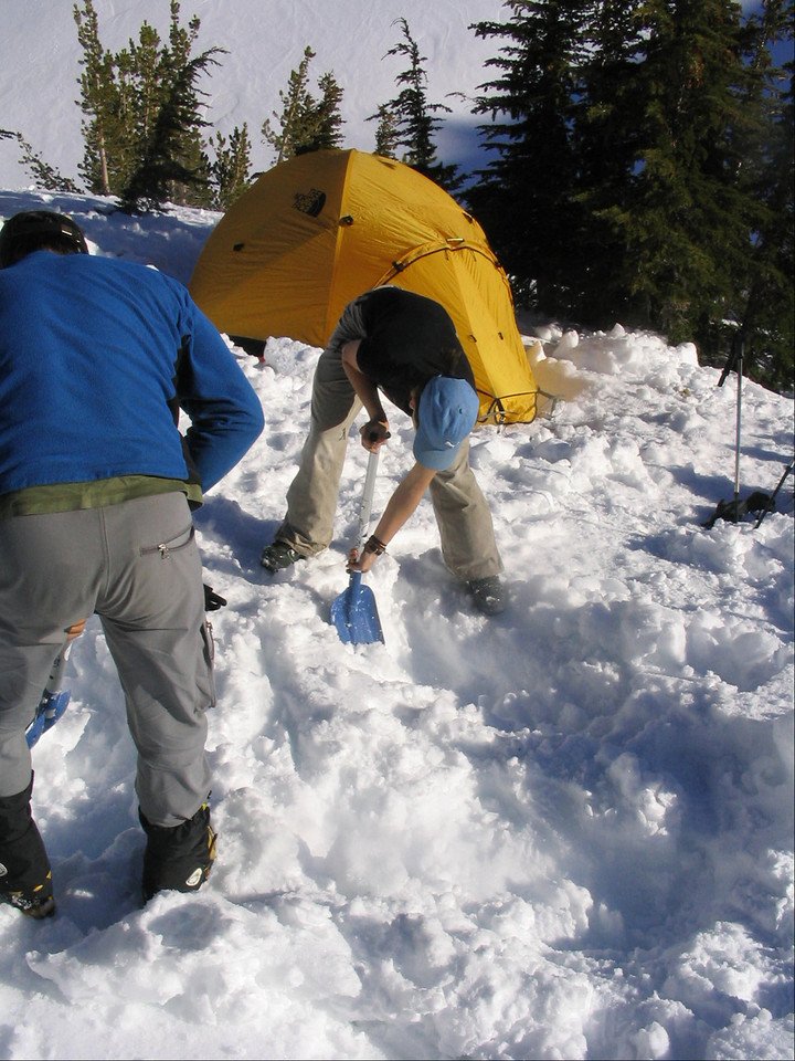 Digging out a winter camp
