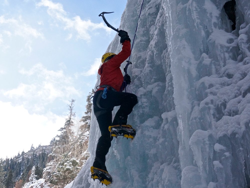 Climbing steep ice