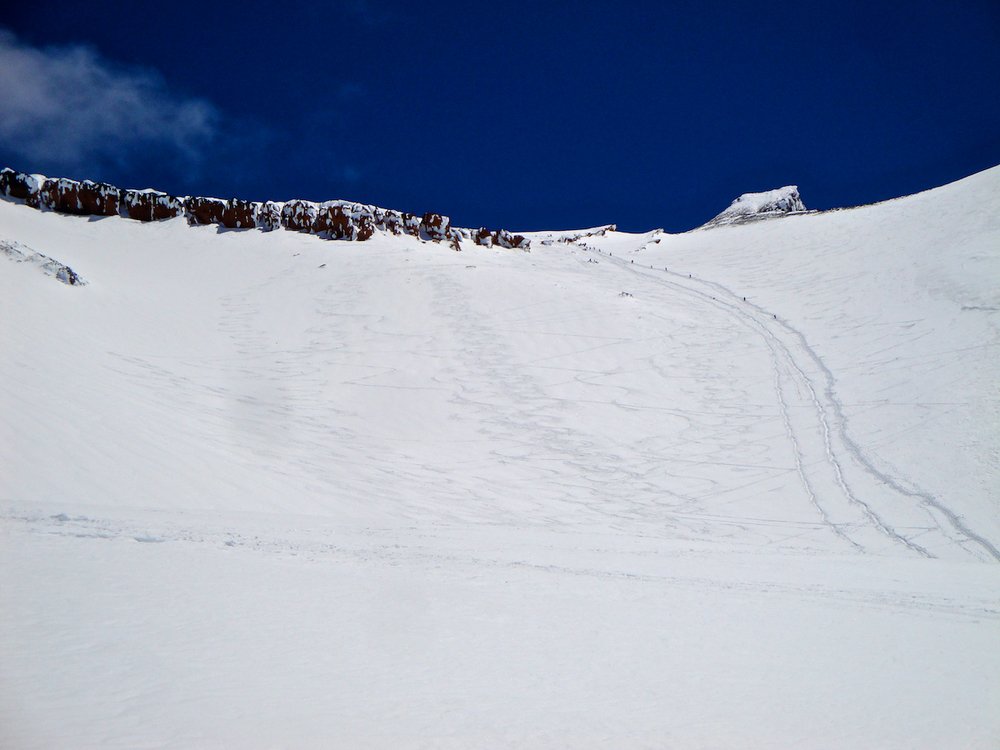 Glissading from Red Banks on Mount Shasta 