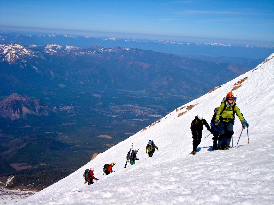 Climbing avalanche gulch on Mount Shasta