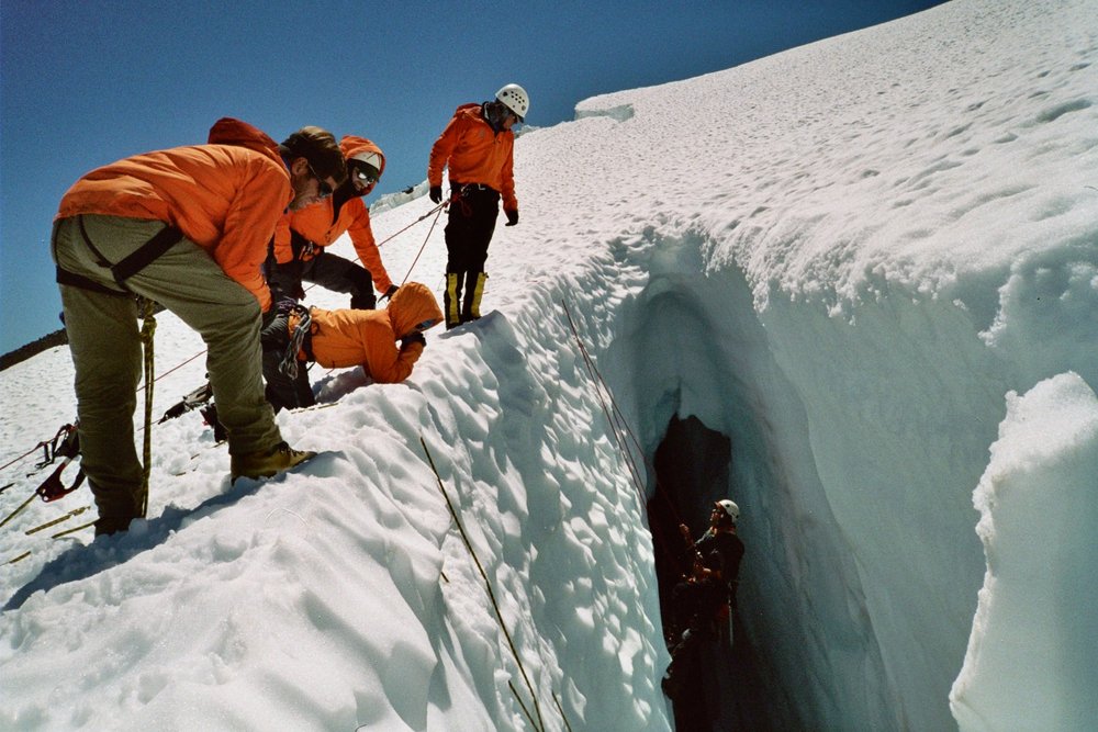Crevasse rescue high on the Hotlum Glacier