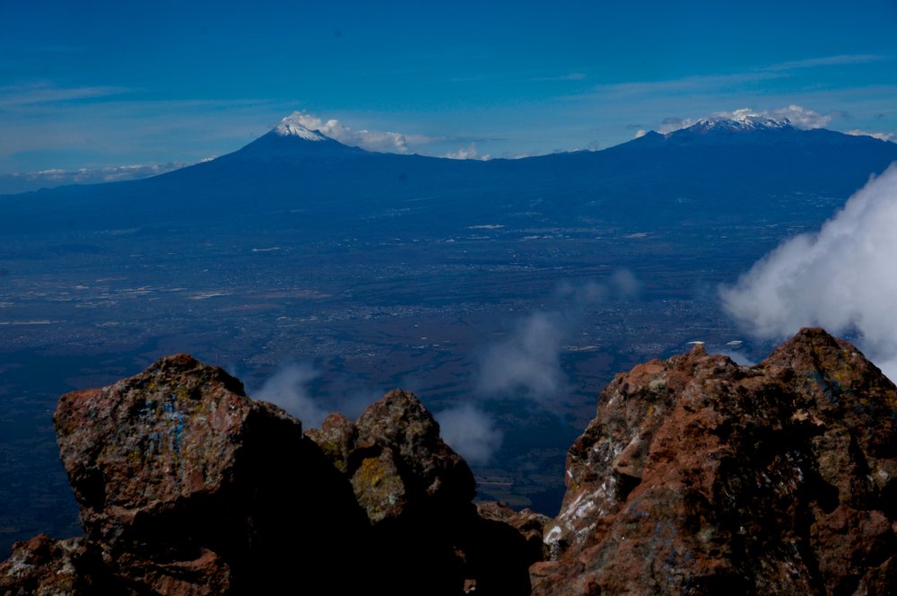 View of Popo and Izta from La Malinche