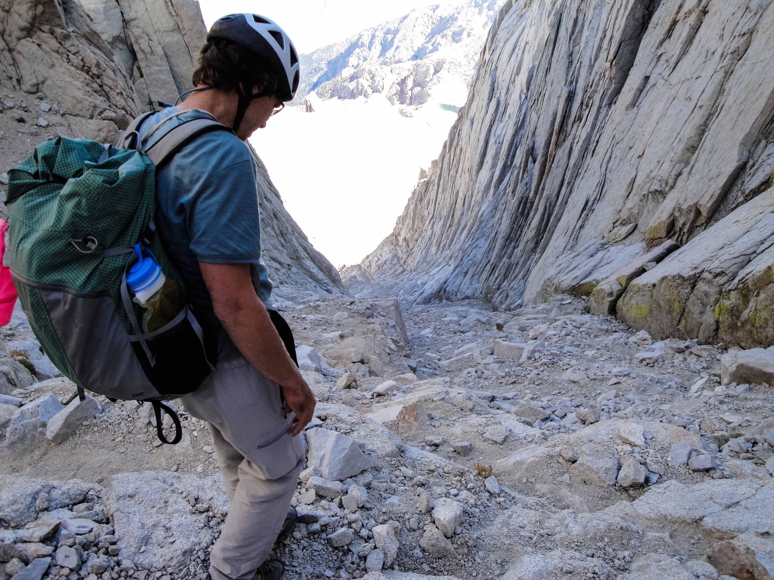 Looking down the mountaineer's route on Mt. Whitney