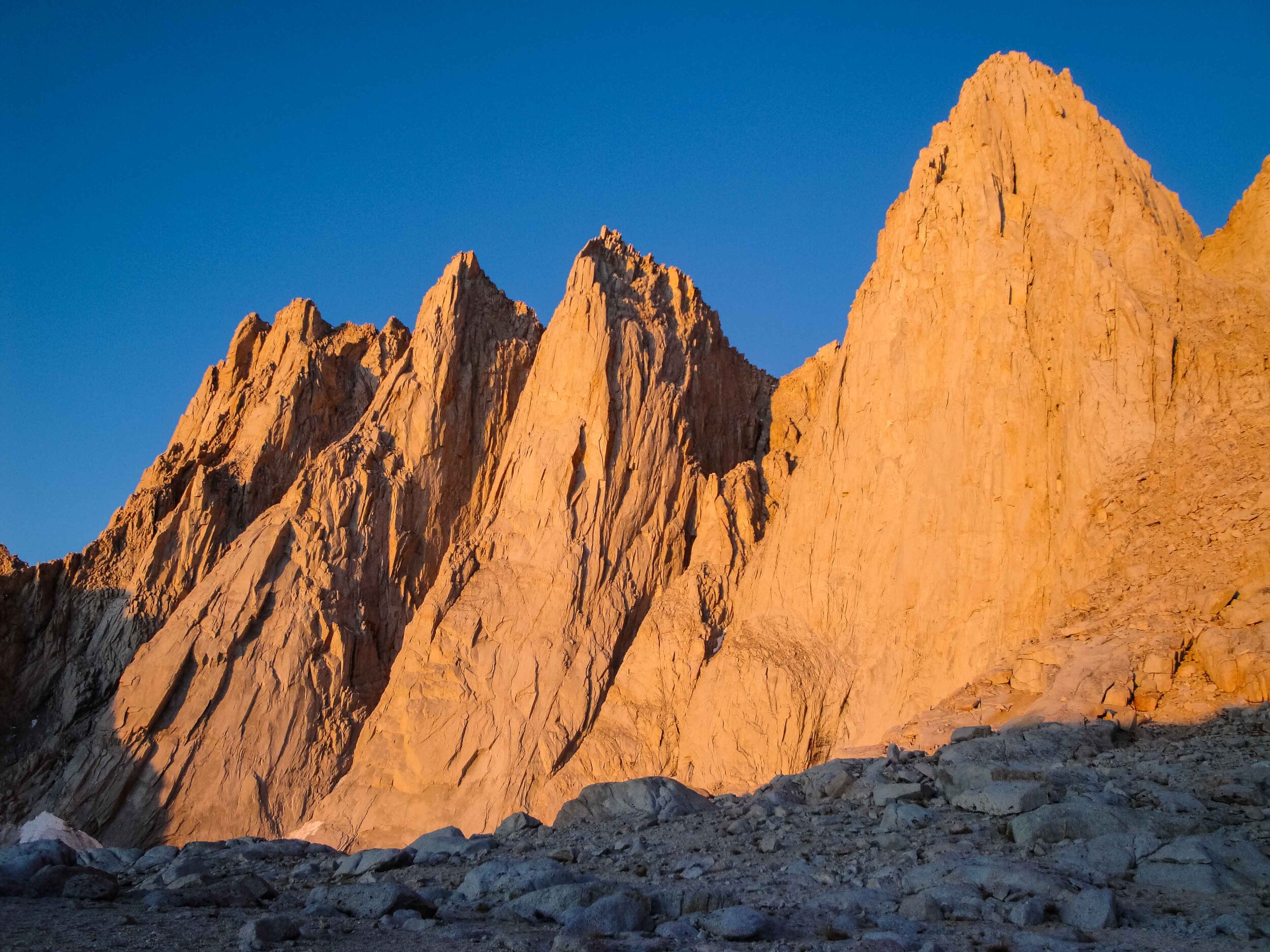 Morning Alpenglow on the East Face of Mount Whitney and Keeler Needle