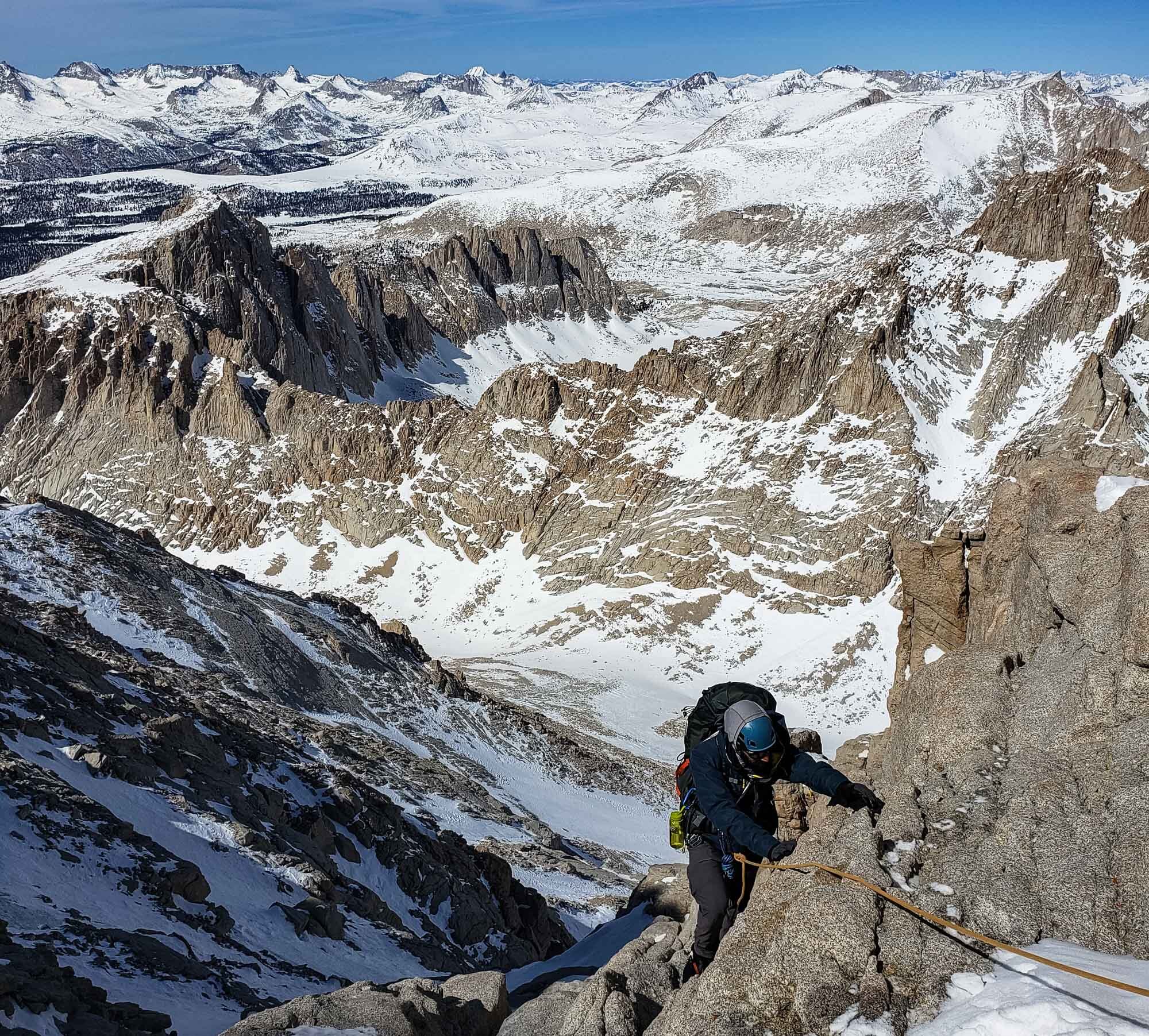Roped Climbing on the upper gully of Mt. Whitney's Mountaineers Route
