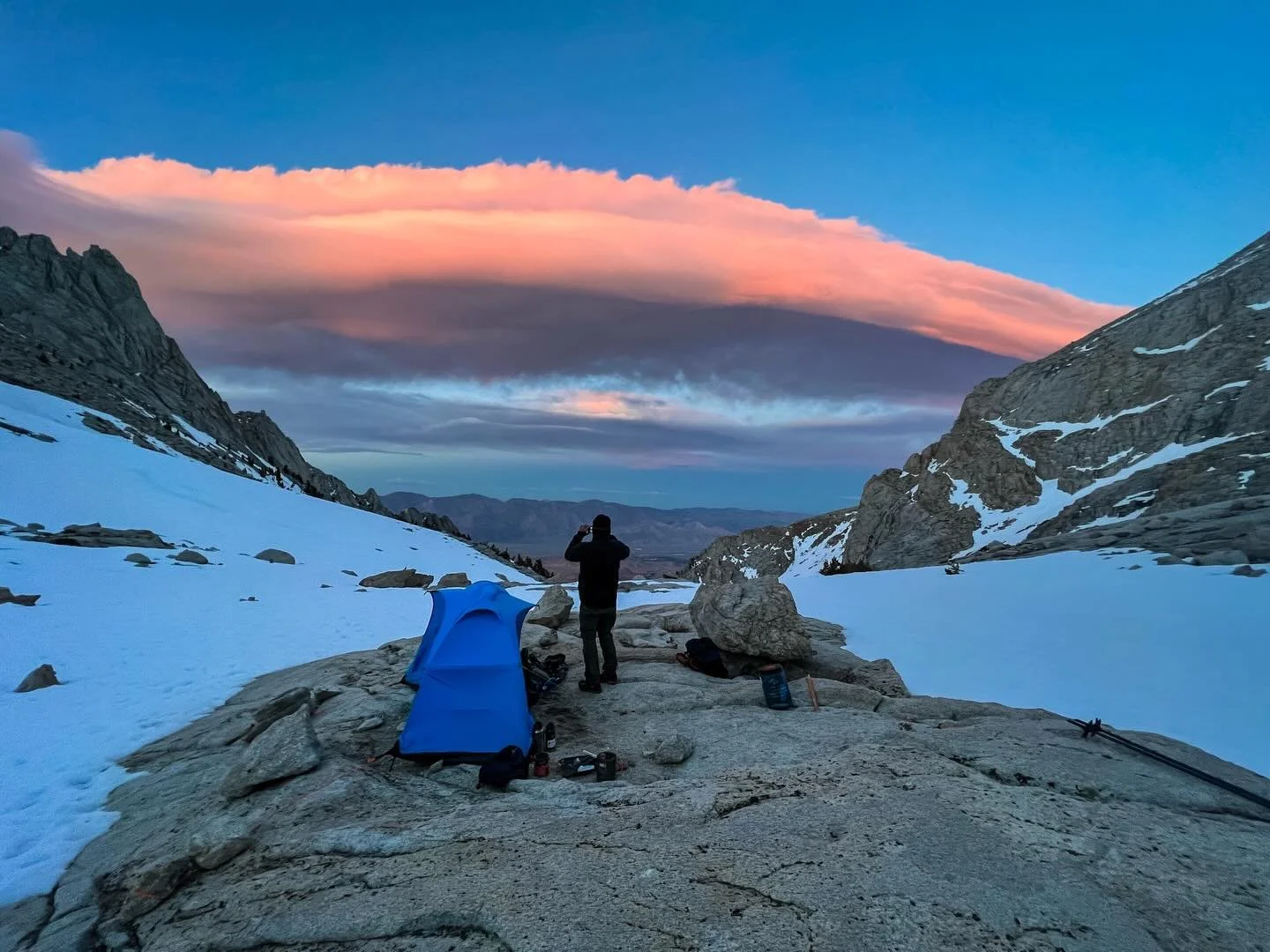 Sierra wave sunset on Mount Whitney #mountwhitney #sunsetmountain #highsierra #mountaineering #easternsierra