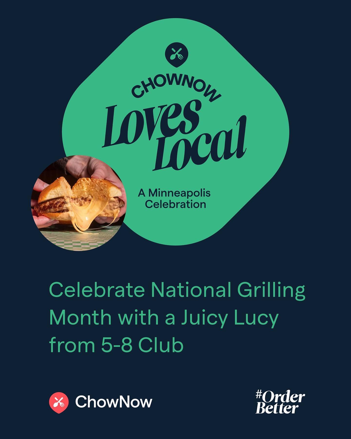 We&rsquo;re celebrating National Grilling Month with our friends at @chownow this week🍔😋 Ordering any of our Juicy Lucy&rsquo;s through the ChowNow app or website ensures 100% of your order proceeds go directly to our restaurant! Order today and ta