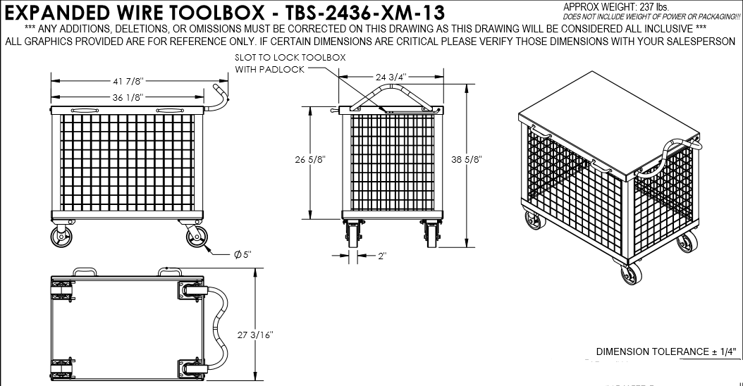 Expanded Wire Enclosed Cart Dimensions