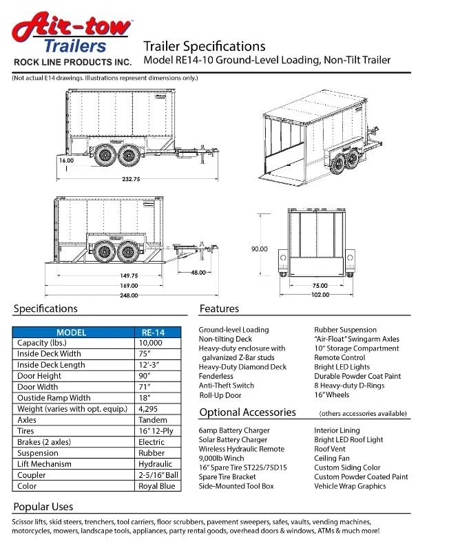 Air-Tow Enclosed Trailer Dimmensions