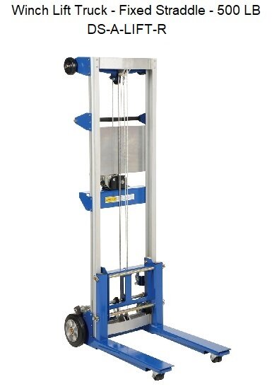 Capacity Wesco Industrial Products 273514 Aluminum/Steel Hand Winch Lifter with Adjustable Straddle Base 500-lb 29 x 43 x 68 