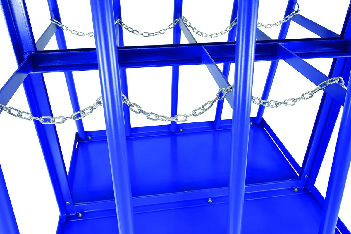 Steel Double Sided Vertical Storage Rack Cart 8 Bays