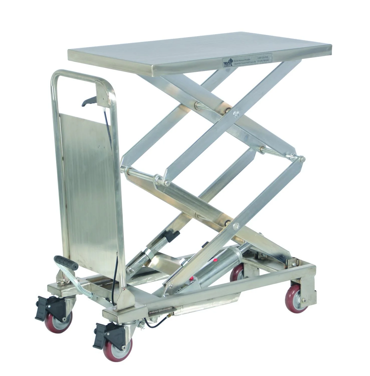Partially Stainless Steel Double Scissor Steel Cart with Foot Pump