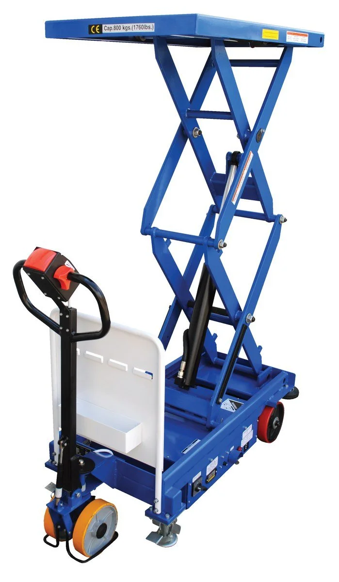 Steel Double Powered Drive and Powered Lift Hydraulic Single Scissor Cart